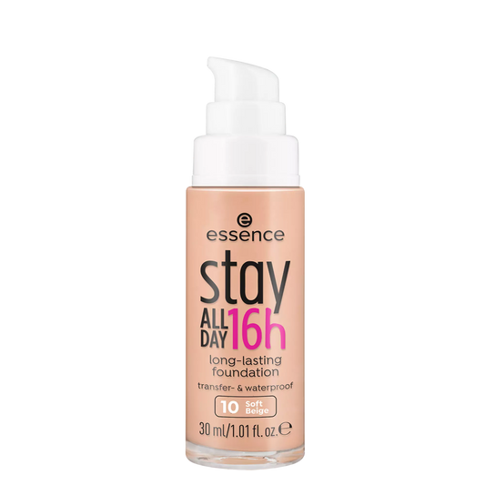 Essence Stay All Day 16h long-lasting fondotinta viso 10 Soft Beige